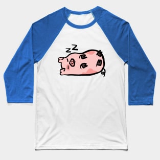 Cute Cartoon Piggy Fast Asleep Baseball T-Shirt